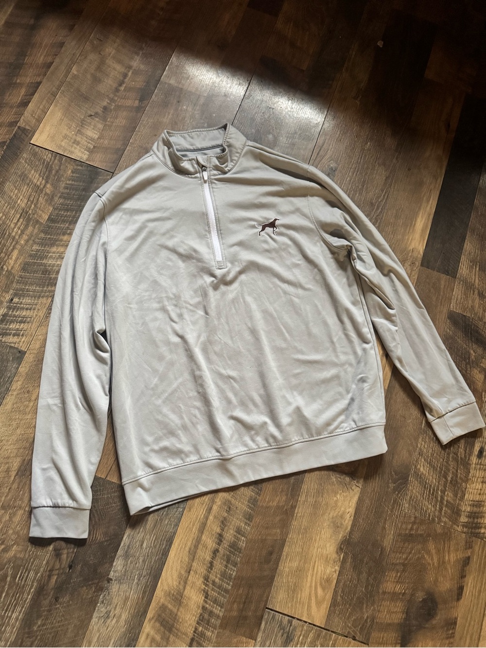 Men's Waggle Light Gray Quarter-Zip Pullover with Small Chest Logo